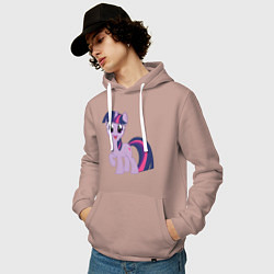 Толстовка-худи хлопковая мужская Пони Сумеречная Искорка, цвет: пыльно-розовый — фото 2