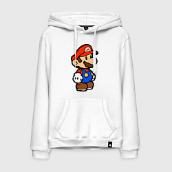 Толстовка-худи хлопковая мужская Влюбленный Марио, цвет: белый