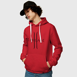 Толстовка-худи хлопковая мужская Lineage logo цвета красный — фото 2