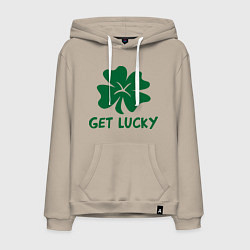 Толстовка-худи хлопковая мужская Get lucky, цвет: миндальный