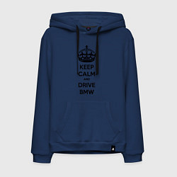 Толстовка-худи хлопковая мужская Keep Calm & Drive BMW, цвет: тёмно-синий