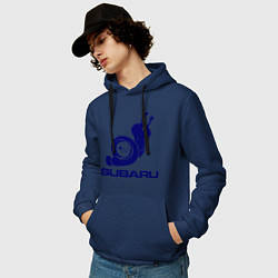 Толстовка-худи хлопковая мужская Subaru, цвет: тёмно-синий — фото 2