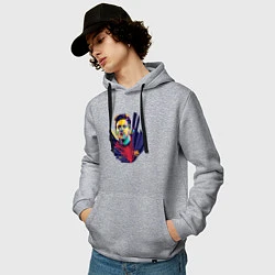 Толстовка-худи хлопковая мужская Messi Art, цвет: меланж — фото 2