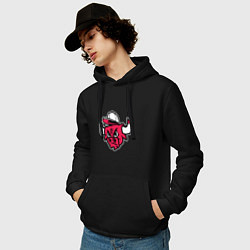 Толстовка-худи хлопковая мужская Chicago Bulls (в кепке), цвет: черный — фото 2