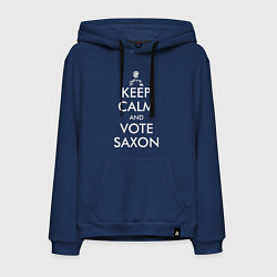Толстовка-худи хлопковая мужская Keep Calm & Vote Saxon, цвет: тёмно-синий