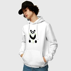 Толстовка-худи хлопковая мужская Весёлая панда, цвет: белый — фото 2