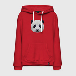 Толстовка-худи хлопковая мужская Полигональная панда, цвет: красный