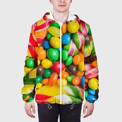 Куртка с капюшоном мужская Сладкие конфетки, цвет: 3D-белый — фото 2