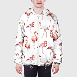 Куртка с капюшоном мужская Действия фламинго, цвет: 3D-белый — фото 2