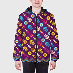 Куртка с капюшоном мужская Черепа и свечки, цвет: 3D-черный — фото 2
