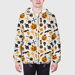 Куртка с капюшоном мужская Узор Halloween, цвет: 3D-белый — фото 2