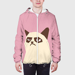 Куртка с капюшоном мужская Grumpy cat pink, цвет: 3D-белый — фото 2