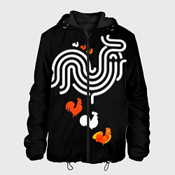 Куртка с капюшоном мужская Петух: символ 2017, цвет: 3D-черный