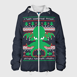 Куртка с капюшоном мужская Новогодний свитер Ктулху, цвет: 3D-белый