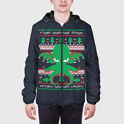 Куртка с капюшоном мужская Новогодний свитер Ктулху, цвет: 3D-черный — фото 2