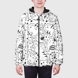 Куртка с капюшоном мужская Котейки, цвет: 3D-черный — фото 2