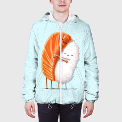 Куртка с капюшоном мужская Суши друзья, цвет: 3D-белый — фото 2