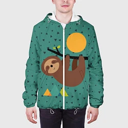 Куртка с капюшоном мужская Довольный ленивец, цвет: 3D-белый — фото 2
