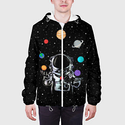Куртка с капюшоном мужская Космический жонглер, цвет: 3D-белый — фото 2
