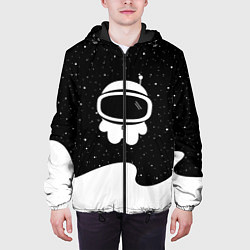 Куртка с капюшоном мужская Маленький космонавт, цвет: 3D-черный — фото 2