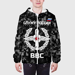 Куртка с капюшоном мужская ВВС: Служу России, цвет: 3D-белый — фото 2