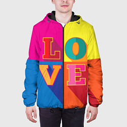 Куртка с капюшоном мужская Love three-dimensional letters, цвет: 3D-черный — фото 2