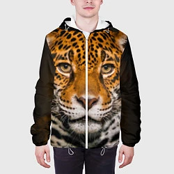 Куртка с капюшоном мужская Взгляд ягуара, цвет: 3D-белый — фото 2