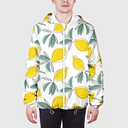 Куртка с капюшоном мужская Лимончики, цвет: 3D-белый — фото 2