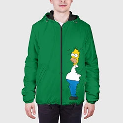 Куртка с капюшоном мужская Гомер в кустах, цвет: 3D-черный — фото 2