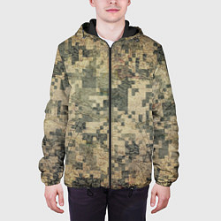 Куртка с капюшоном мужская Камуфляж пиксельный: хаки, цвет: 3D-черный — фото 2