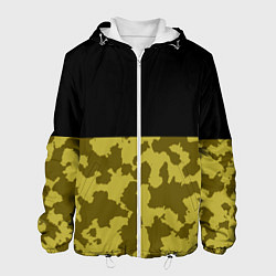 Куртка с капюшоном мужская Камуфляж: черный/болотный, цвет: 3D-белый