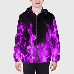 Куртка с капюшоном мужская Фиолетовый огонь, цвет: 3D-черный — фото 2
