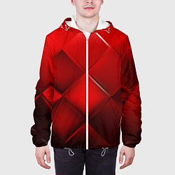 Куртка с капюшоном мужская Red squares, цвет: 3D-белый — фото 2