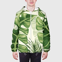 Куртка с капюшоном мужская Тропический папоротник, цвет: 3D-белый — фото 2