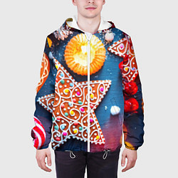 Куртка с капюшоном мужская Новогодняя фантазия, цвет: 3D-белый — фото 2