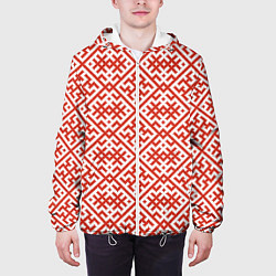 Куртка с капюшоном мужская Духобор: Обережная вышивка, цвет: 3D-белый — фото 2