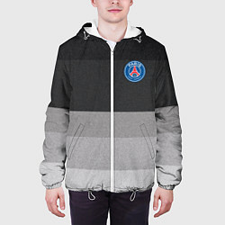 Куртка с капюшоном мужская ФК ПСЖ: Серый стиль, цвет: 3D-белый — фото 2
