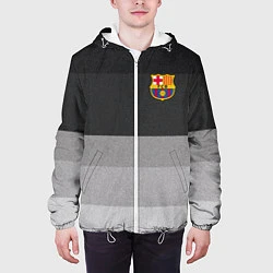 Куртка с капюшоном мужская ФК Барселона: Серый стиль, цвет: 3D-белый — фото 2