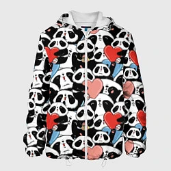 Куртка с капюшоном мужская Funny Pandas, цвет: 3D-белый