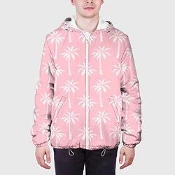 Куртка с капюшоном мужская Розовые тропики, цвет: 3D-белый — фото 2