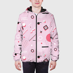 Куртка с капюшоном мужская Минималистичная геометрия, цвет: 3D-черный — фото 2