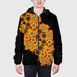 Куртка с капюшоном мужская Славянская роспись, цвет: 3D-черный — фото 2
