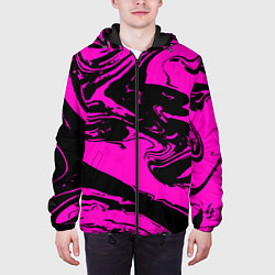 Куртка с капюшоном мужская Черно-розовый акрил, цвет: 3D-черный — фото 2