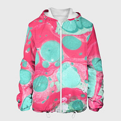Куртка с капюшоном мужская Watercolor: Pink & Turquoise, цвет: 3D-белый
