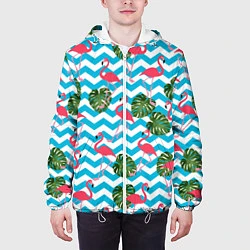 Куртка с капюшоном мужская Морские фламинго, цвет: 3D-белый — фото 2