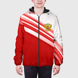 Куртка с капюшоном мужская Россия: красная волна, цвет: 3D-черный — фото 2