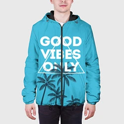 Куртка с капюшоном мужская Good vibes only, цвет: 3D-черный — фото 2