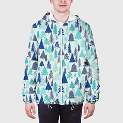 Куртка с капюшоном мужская Зимний лес, цвет: 3D-белый — фото 2