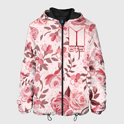 Куртка с капюшоном мужская BTS: Pink Roses, цвет: 3D-черный
