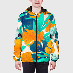 Куртка с капюшоном мужская Лазурные тропики, цвет: 3D-черный — фото 2
